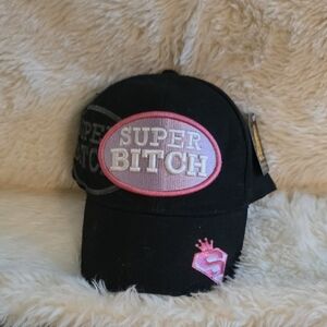 Black and Pink Cap with Embroidered Patch